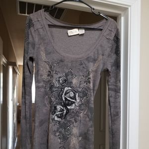 Miss Me Long Sleeve Fitted Shirt.Size M